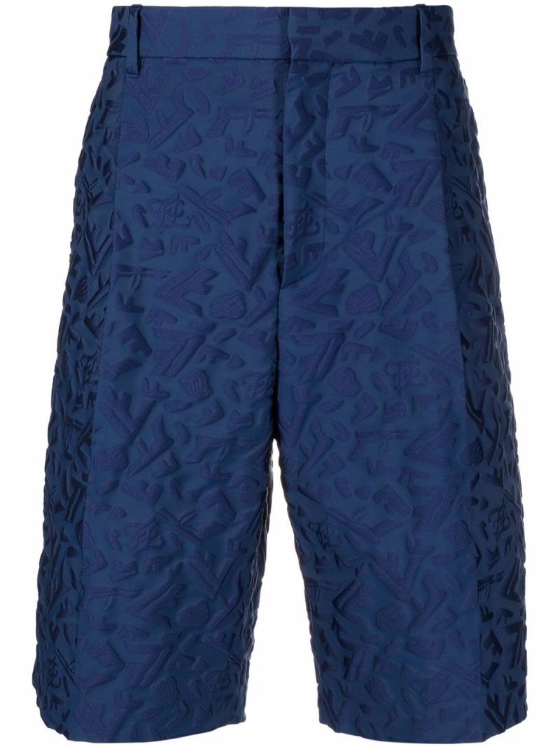 FENDI embossed-texture chino shorts - Blue von FENDI