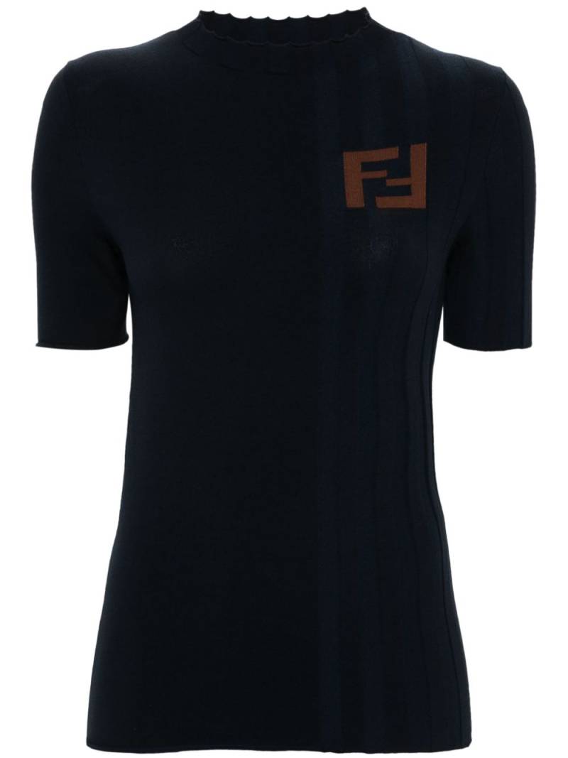 FENDI embroidered-logo knitted jumper - Blue von FENDI