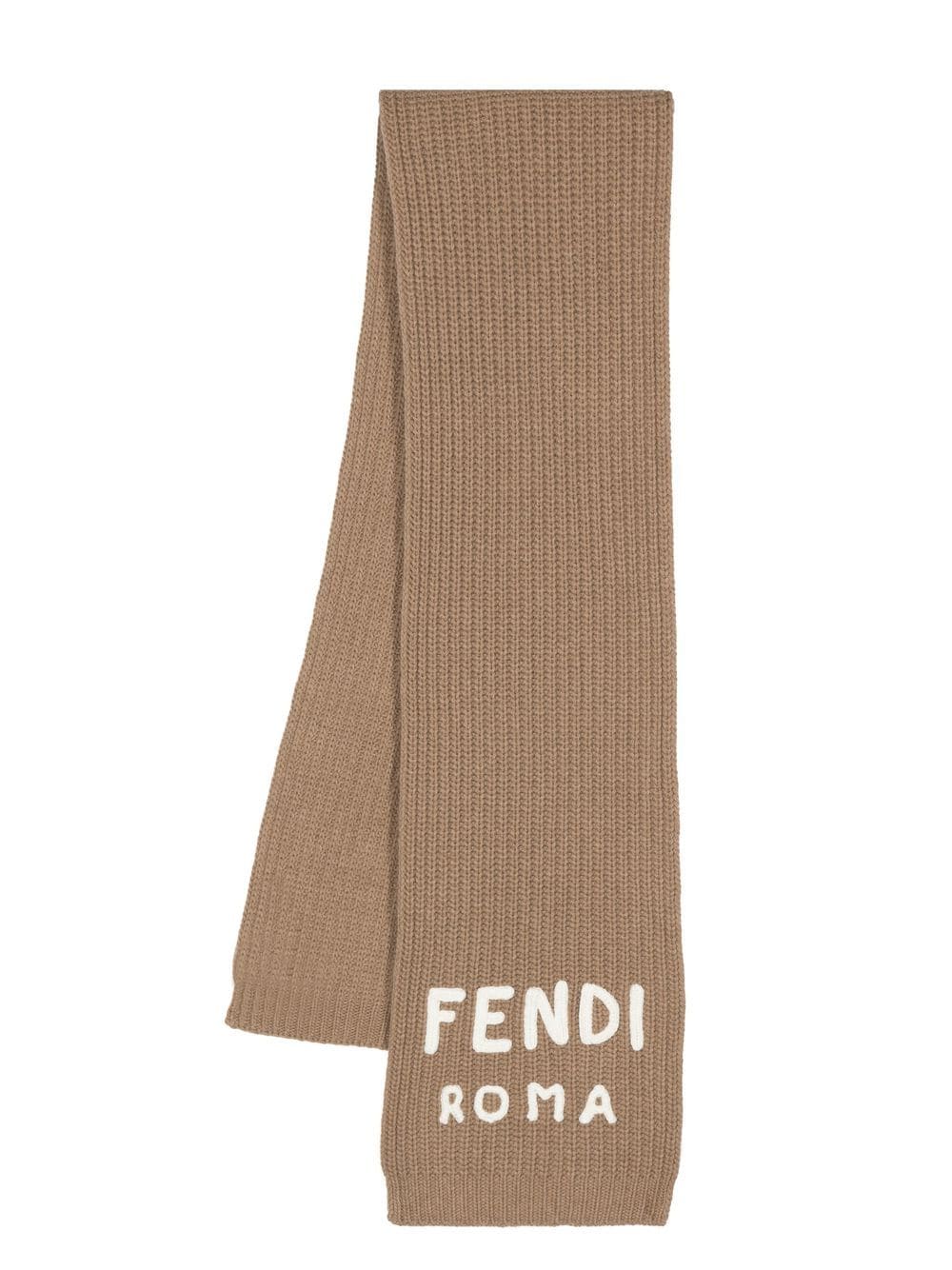 FENDI embroidered-logo knitted scarf - Brown von FENDI
