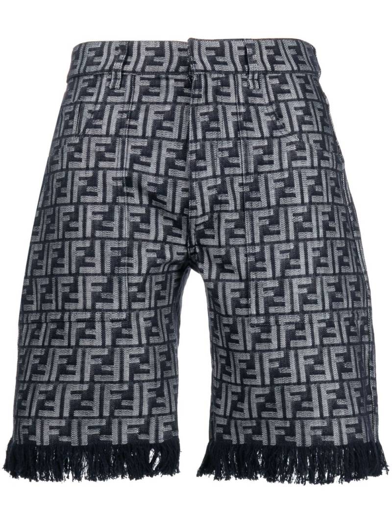 FENDI fringed monogram bermuda shorts - Blue von FENDI