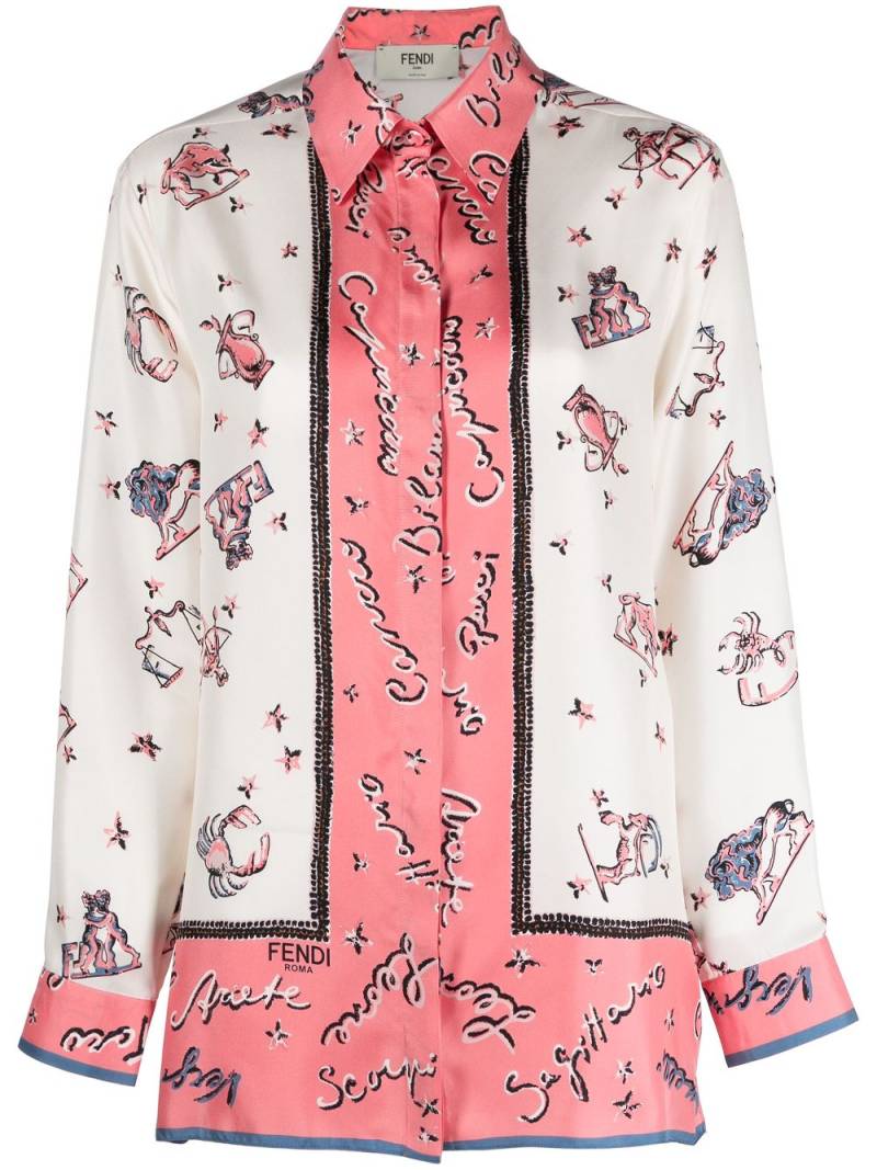 FENDI graphic-print silk shirt - Neutrals von FENDI