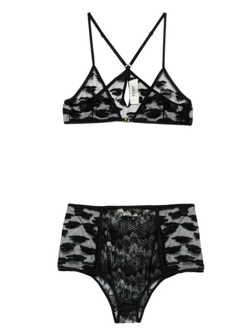 FENDI lace-embroidered bra set - Black von FENDI