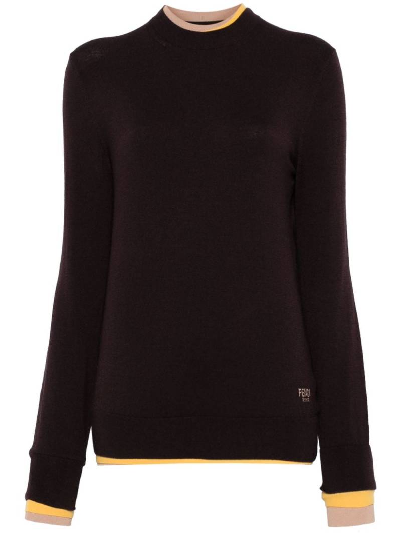 FENDI layered-trim sweater - Brown von FENDI