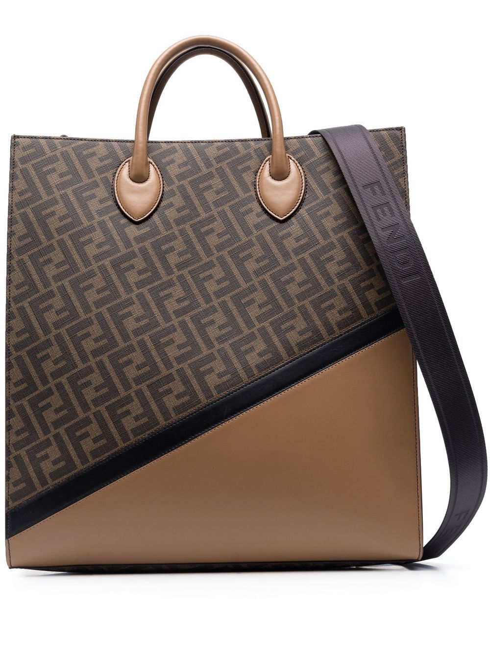 FENDI leather monogram-print tote bag - Brown von FENDI