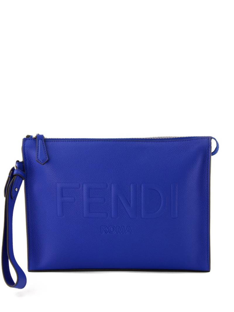 FENDI logo-embossed clutch bag - Blue von FENDI