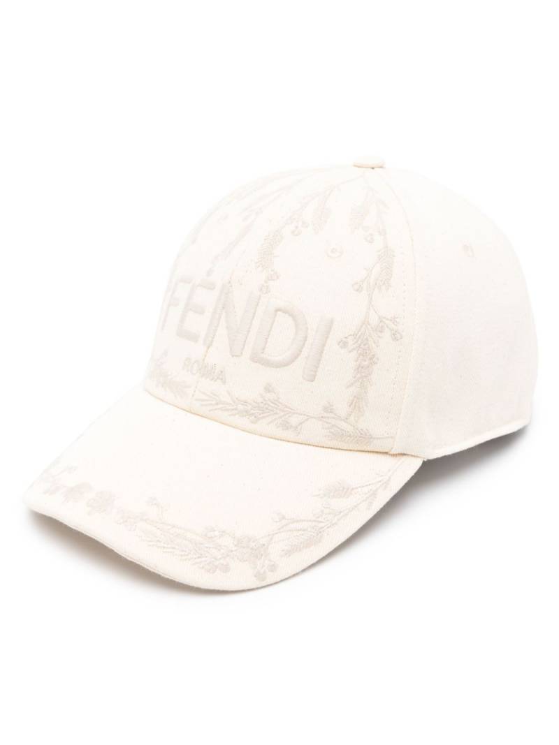 FENDI logo-embroidered baseball cap - Neutrals von FENDI