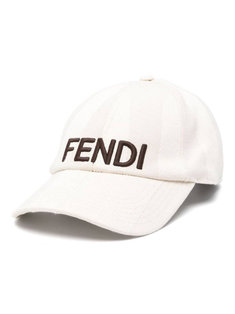 FENDI logo-embroidered cap - Neutrals von FENDI