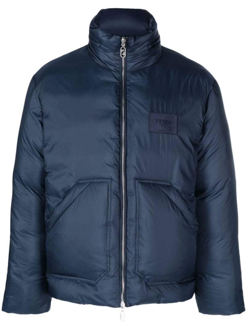 FENDI logo-patch reversible puffer jacket - Blue von FENDI