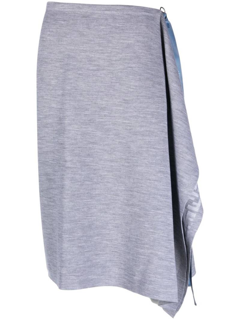 FENDI logo-pattern wrap midi skirt - Grey von FENDI