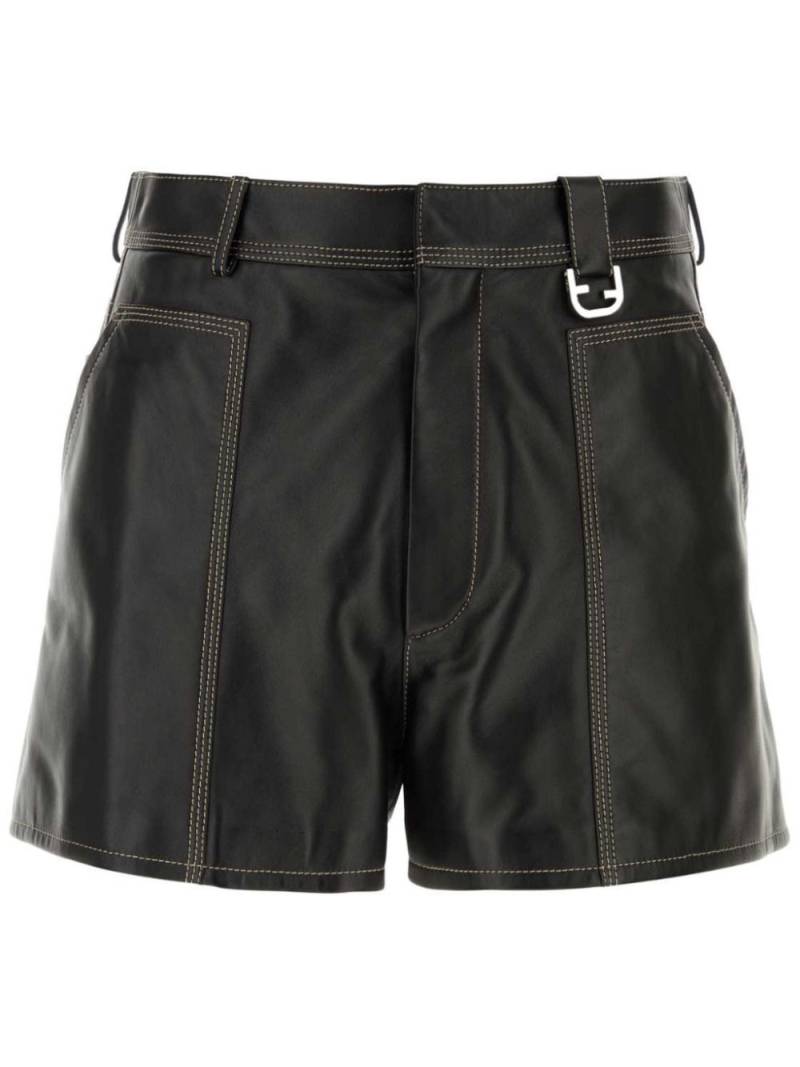 FENDI logo-plaque leather shorts - Black von FENDI