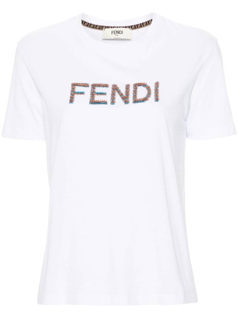 FENDI logo sequin-embellished T-shirt - White von FENDI