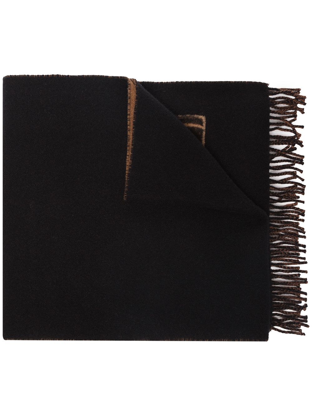 FENDI logo wool and cashmere-blend scarf - Black von FENDI