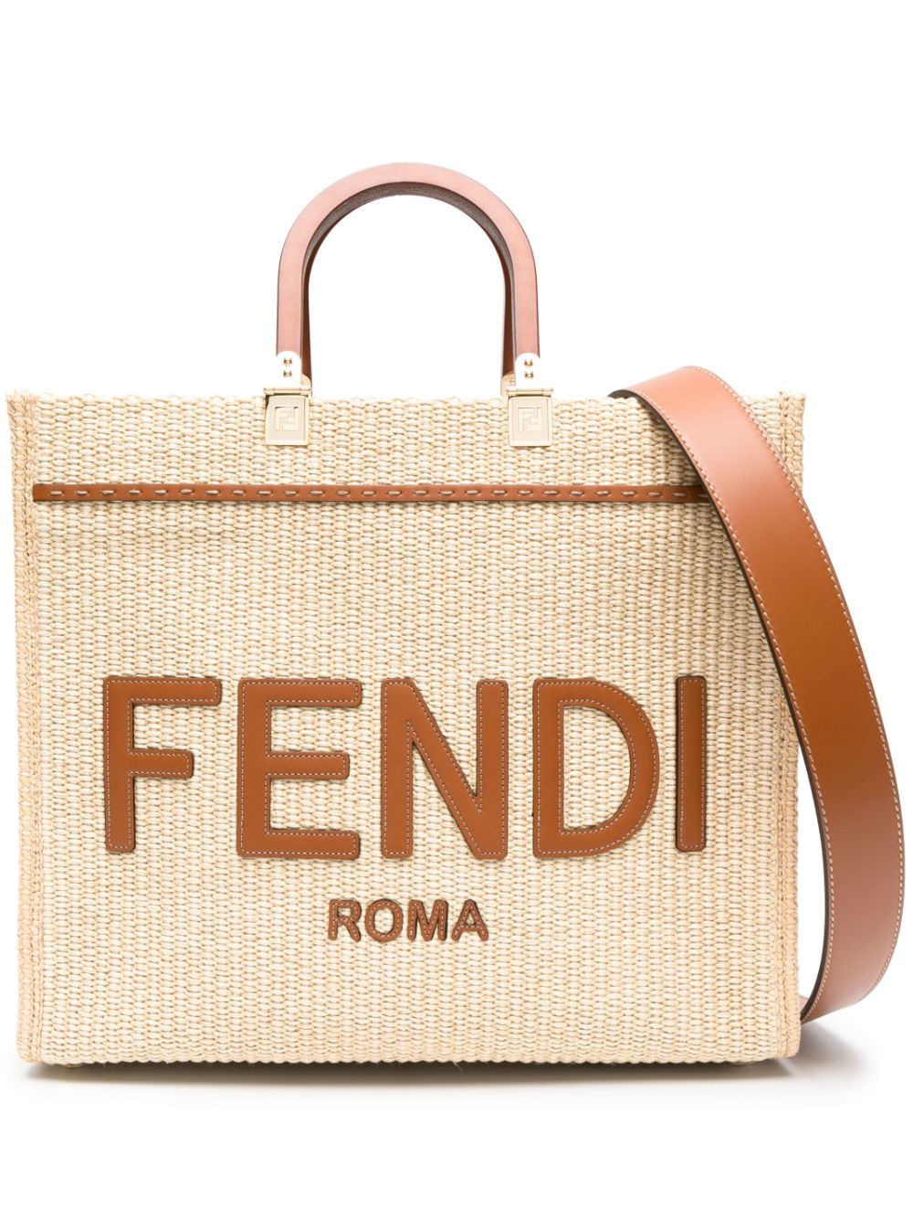 FENDI medium Sunshine raffia tote bag - Neutrals von FENDI