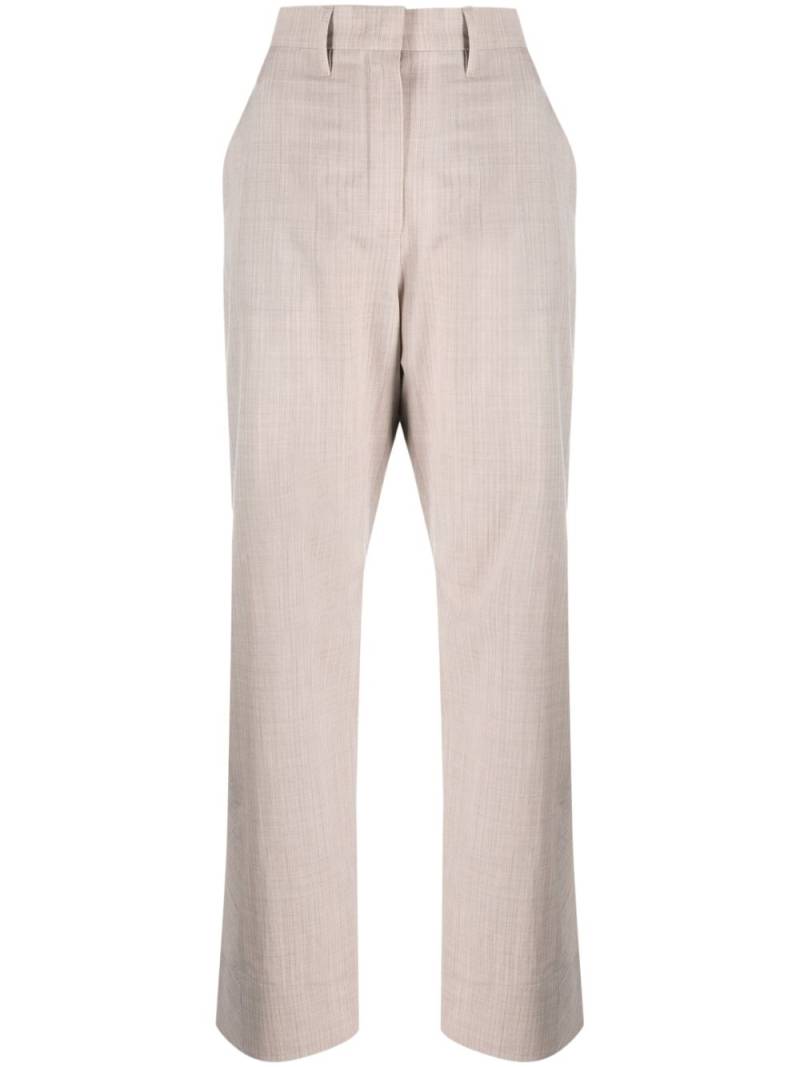 FENDI mélange-effect straight-leg wool trousers - Neutrals von FENDI