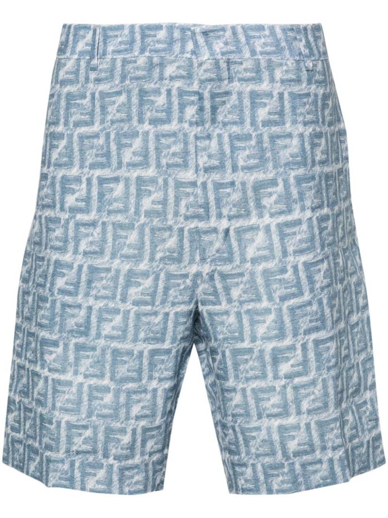 FENDI mid-rise linen bermuda shorts - Blue von FENDI