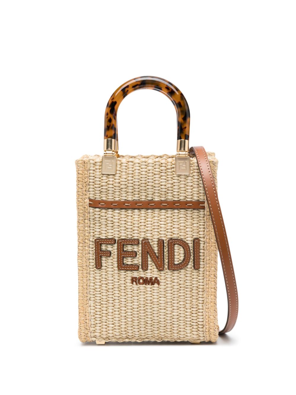 FENDI mini Sunshine raffia tote bag - Neutrals von FENDI