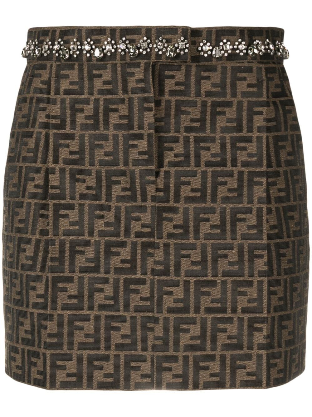 FENDI monogram-jacquard canvas miniskirt - Brown von FENDI