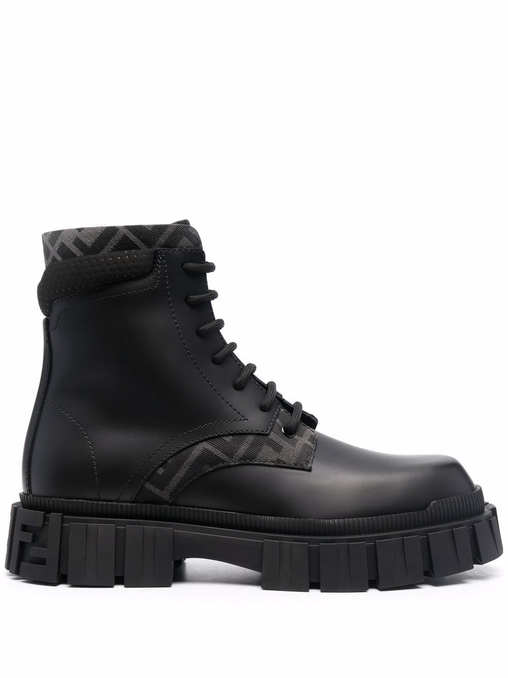 FENDI monogram pattern lace-up boots - Black von FENDI