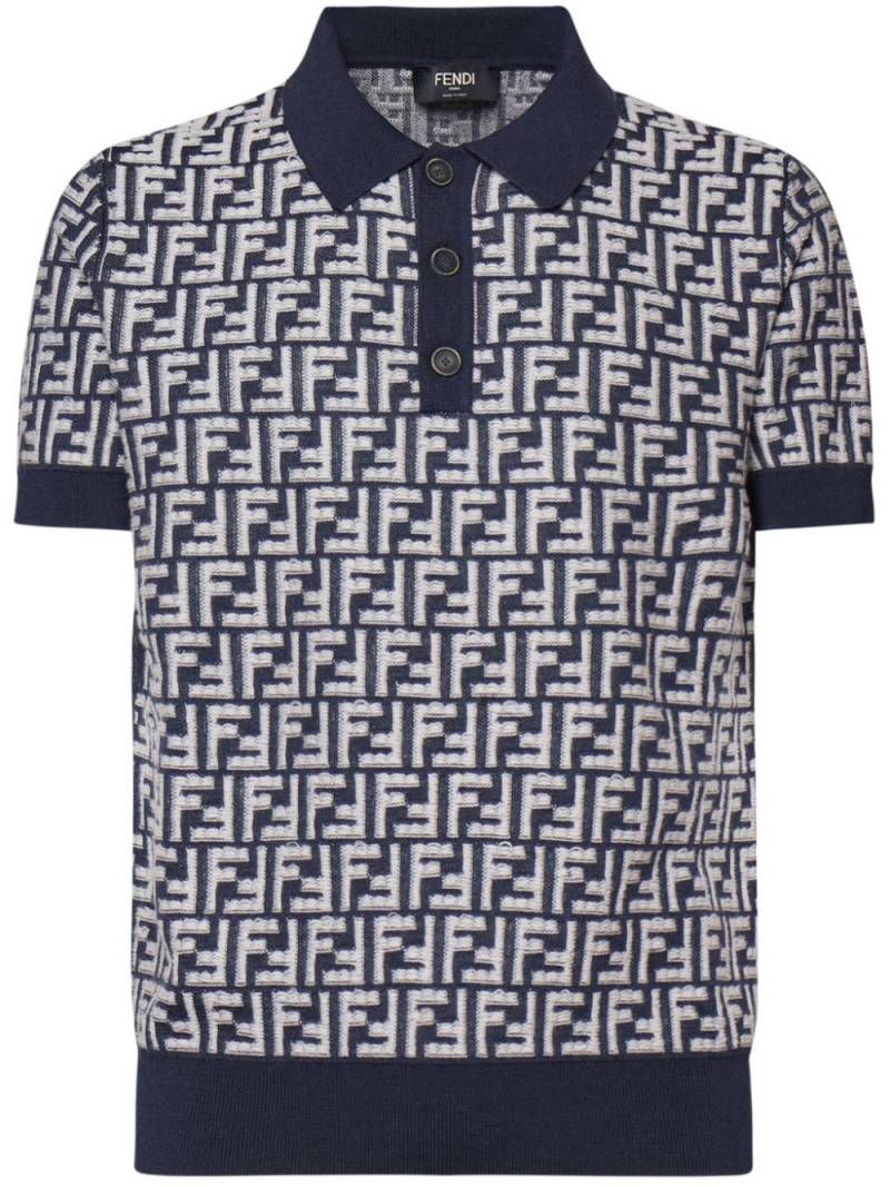 FENDI monogram-pattern polo shirt - Blue von FENDI