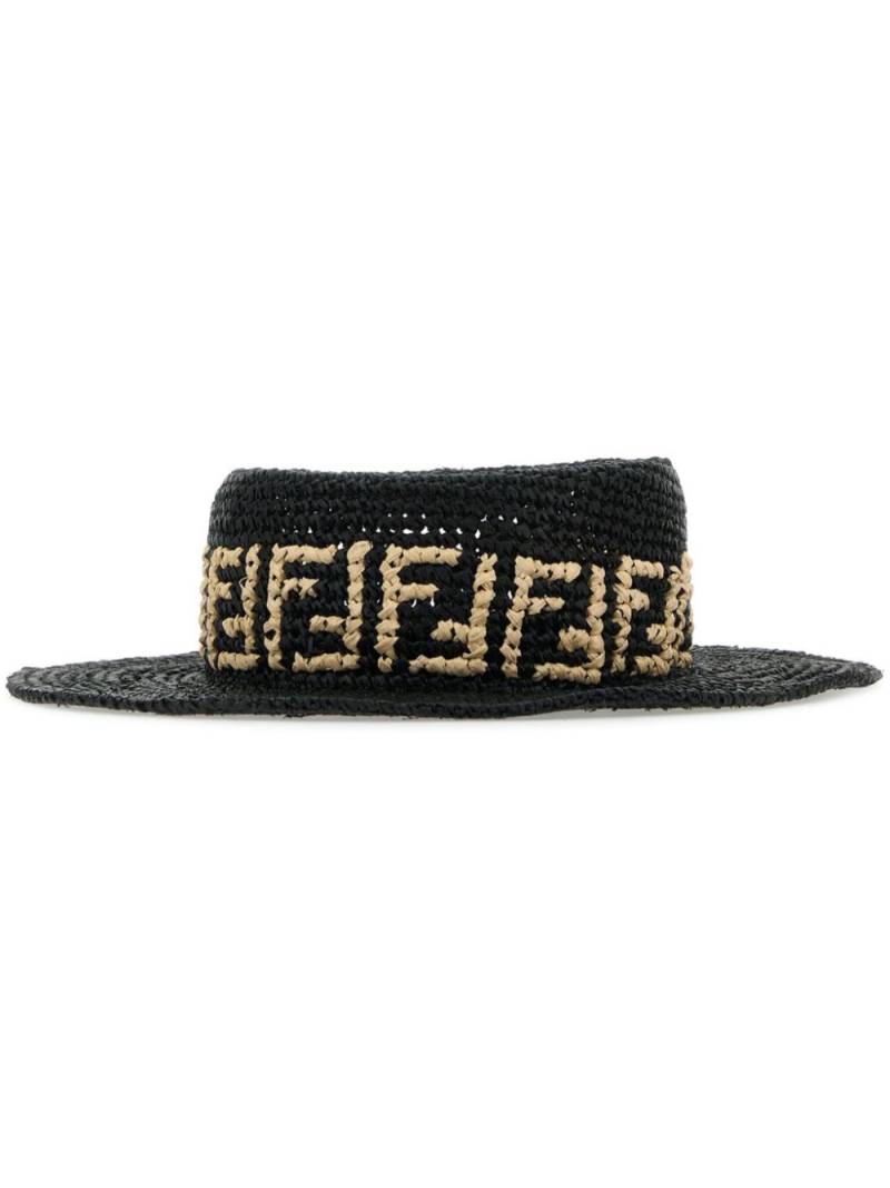 FENDI monogram-pattern raffia hat - Black von FENDI