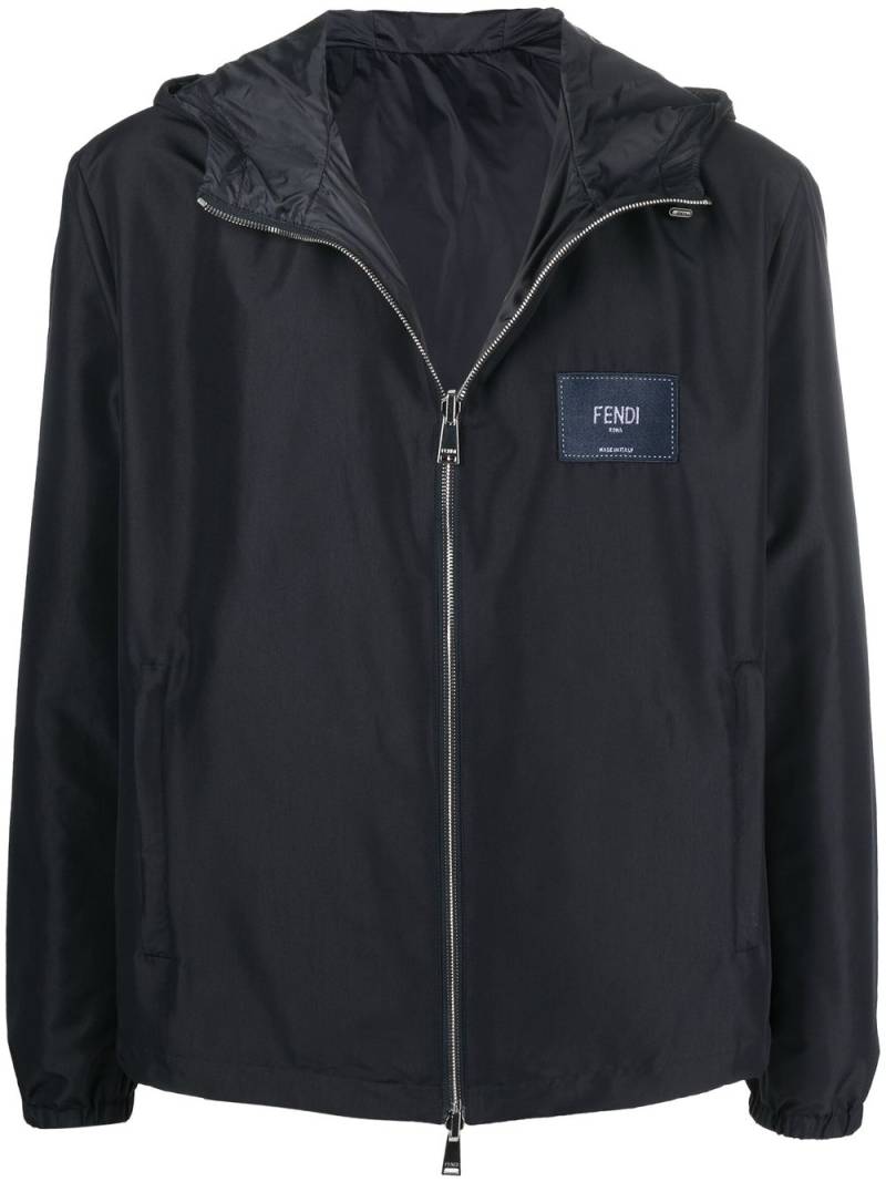 FENDI reversible logo-patch hooded jacket - Blue von FENDI