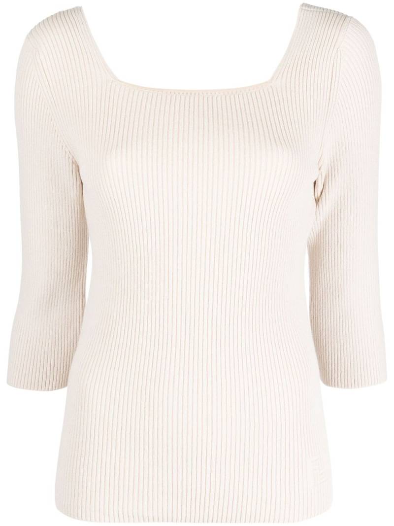 FENDI square-neck ribbed-knit top - Neutrals von FENDI