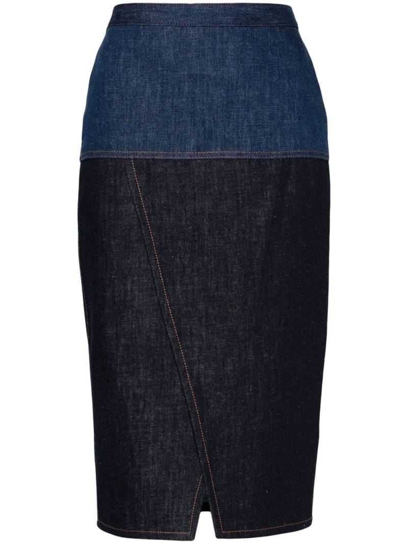 FENDI two-tone denim midi skirt - Blue von FENDI