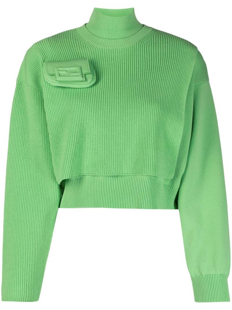 FENDI wallet-detail layered jumper - Green von FENDI