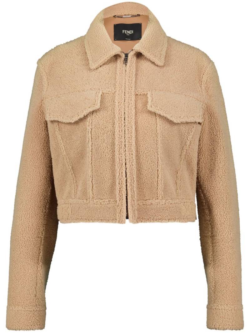 FENDI zip-up shearling jacket - Neutrals von FENDI