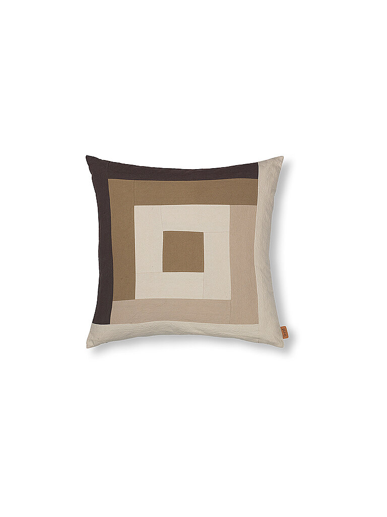 FERM LIVING Border-Patchworkkissen mit Rand Coffe Dark Sand  braun von FERM LIVING