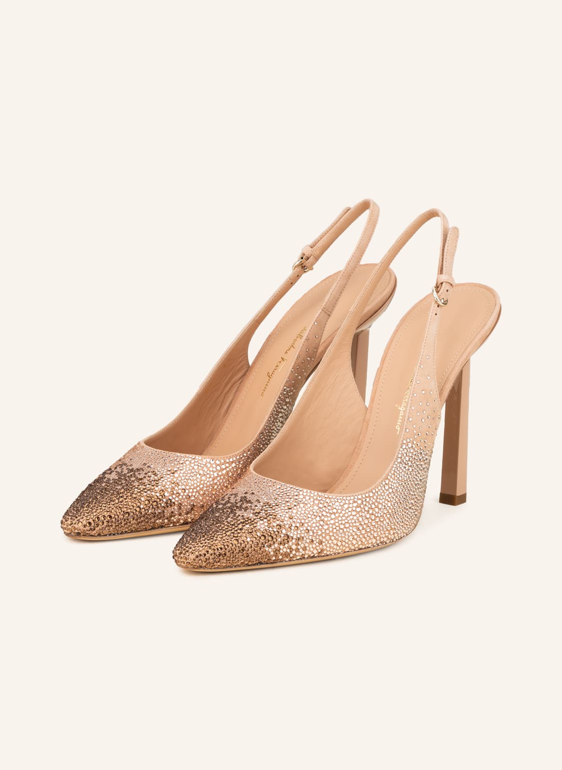 Ferragamo Slingpumps Jessie Mit Schmucksteinen beige von FERRAGAMO