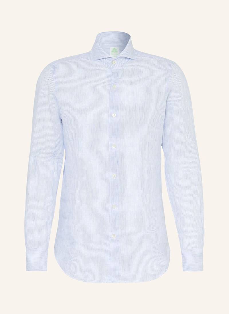Finamore 1925 Leinenhemd Slim Fit blau von FINAMORE 1925