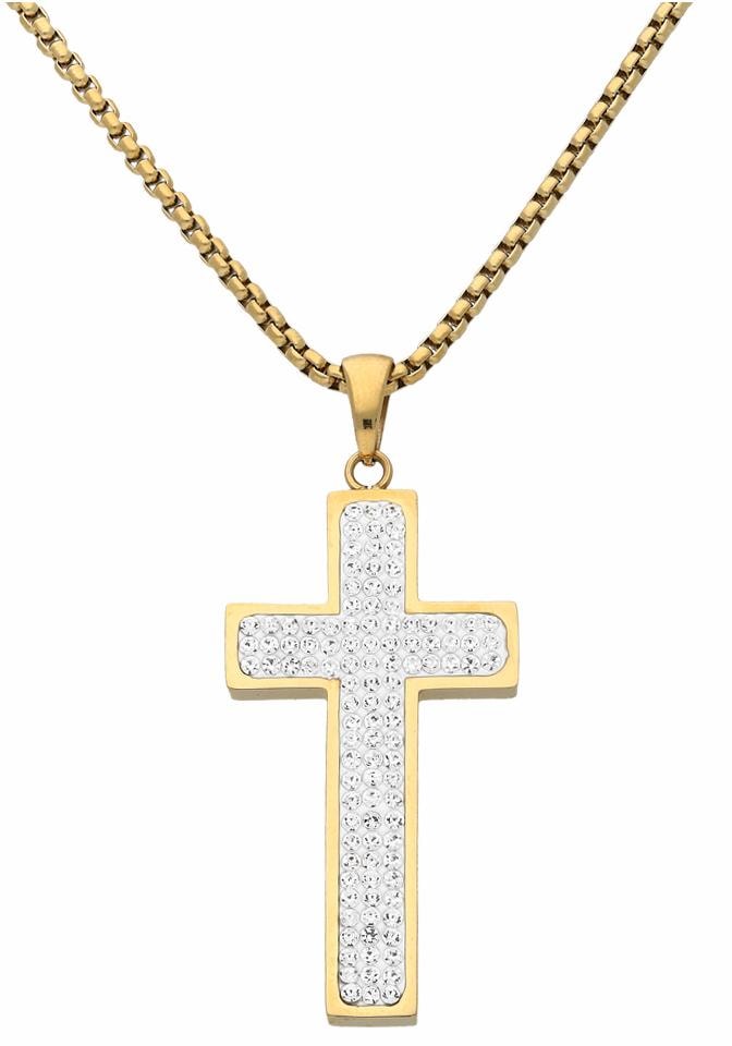 Firetti Kreuzkette »Schmuck Geschenk Halsschmuck Halskette Kreuz glitzernd«, mit Kristallstein (synth.) von Firetti