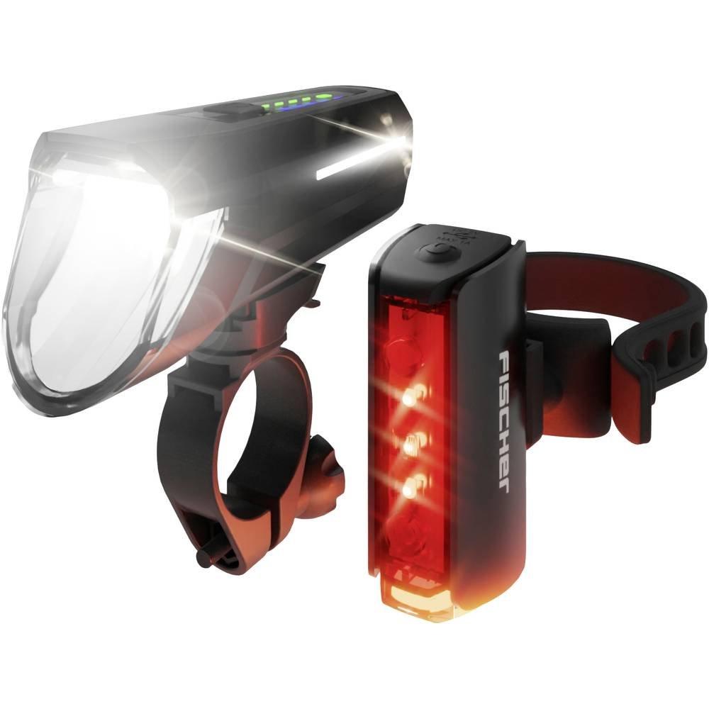 Led-akku Beleuchtungs-set Twin Stop 110 Unisex Schwarz ONE SIZE von FISCHER FAHRRAD