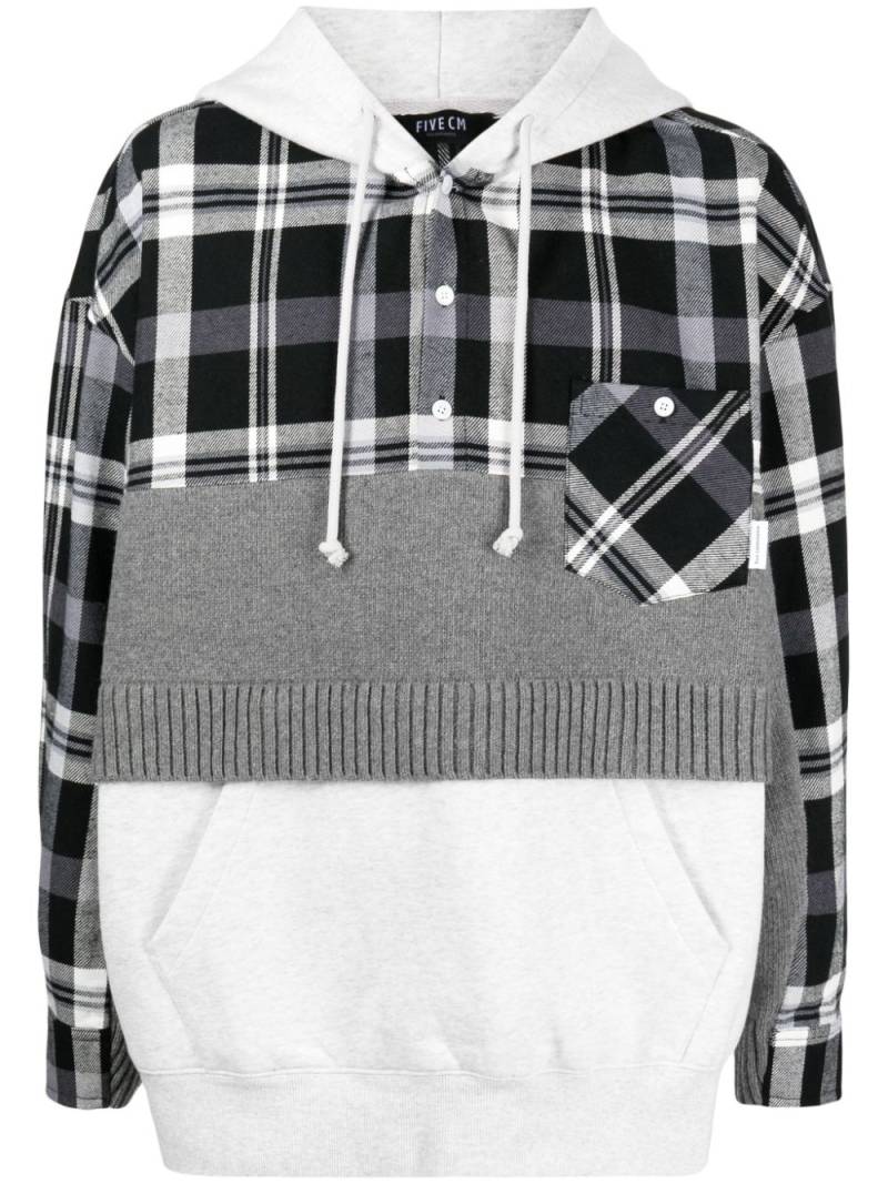 FIVE CM check-print panelled hoodie - Multicolour von FIVE CM