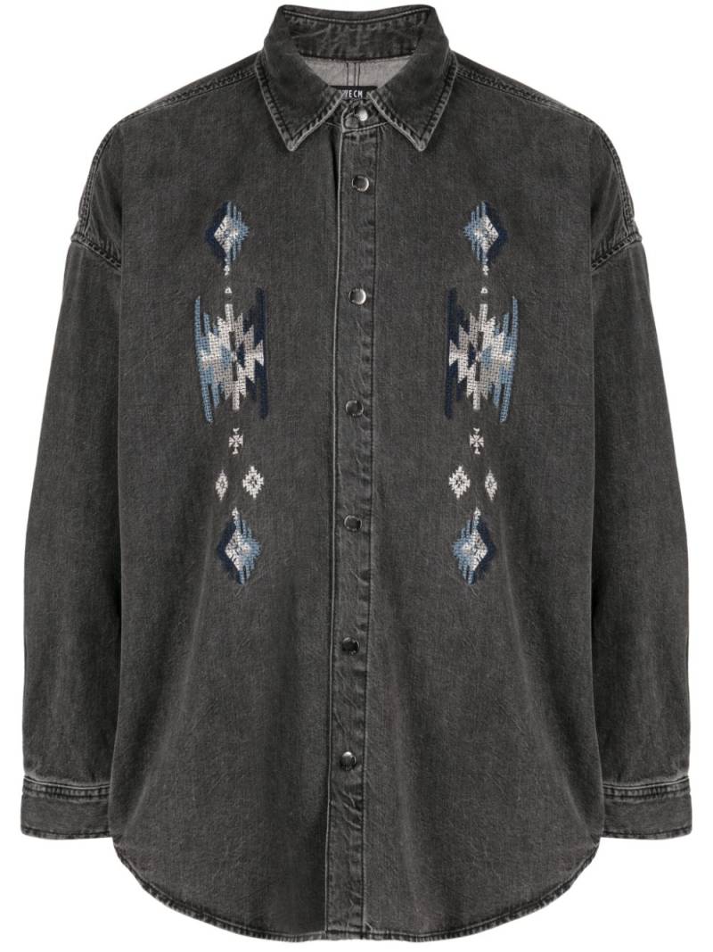 FIVE CM embroidered denim shirt - Grey von FIVE CM