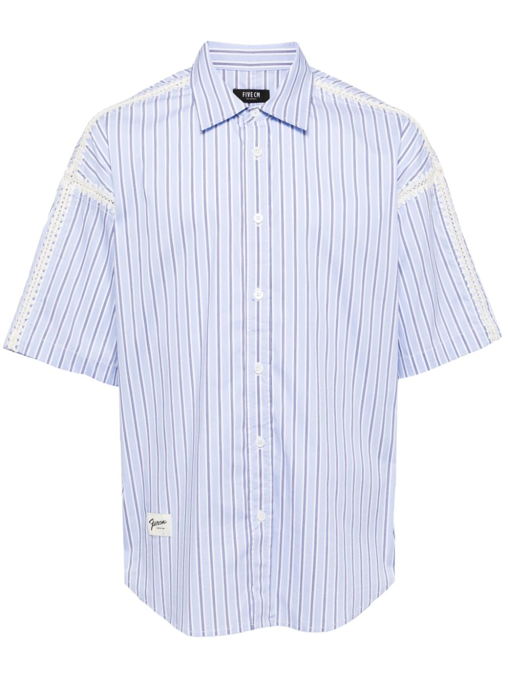 FIVE CM embroidered-detail striped shirt - Blue von FIVE CM