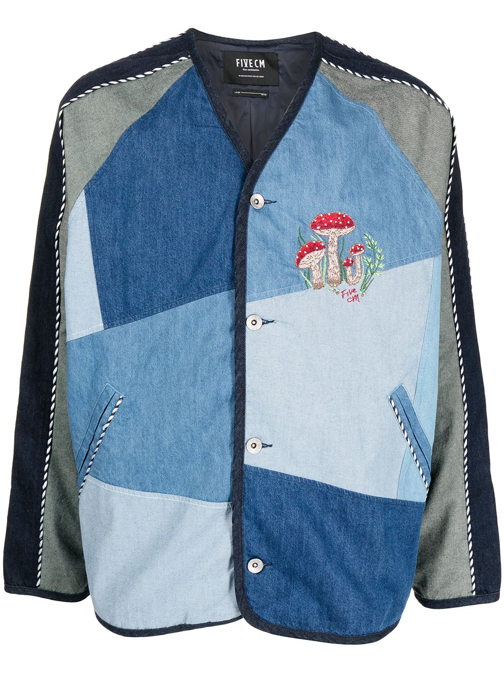 FIVE CM embroidered-motif patchwork jacket - Blue von FIVE CM