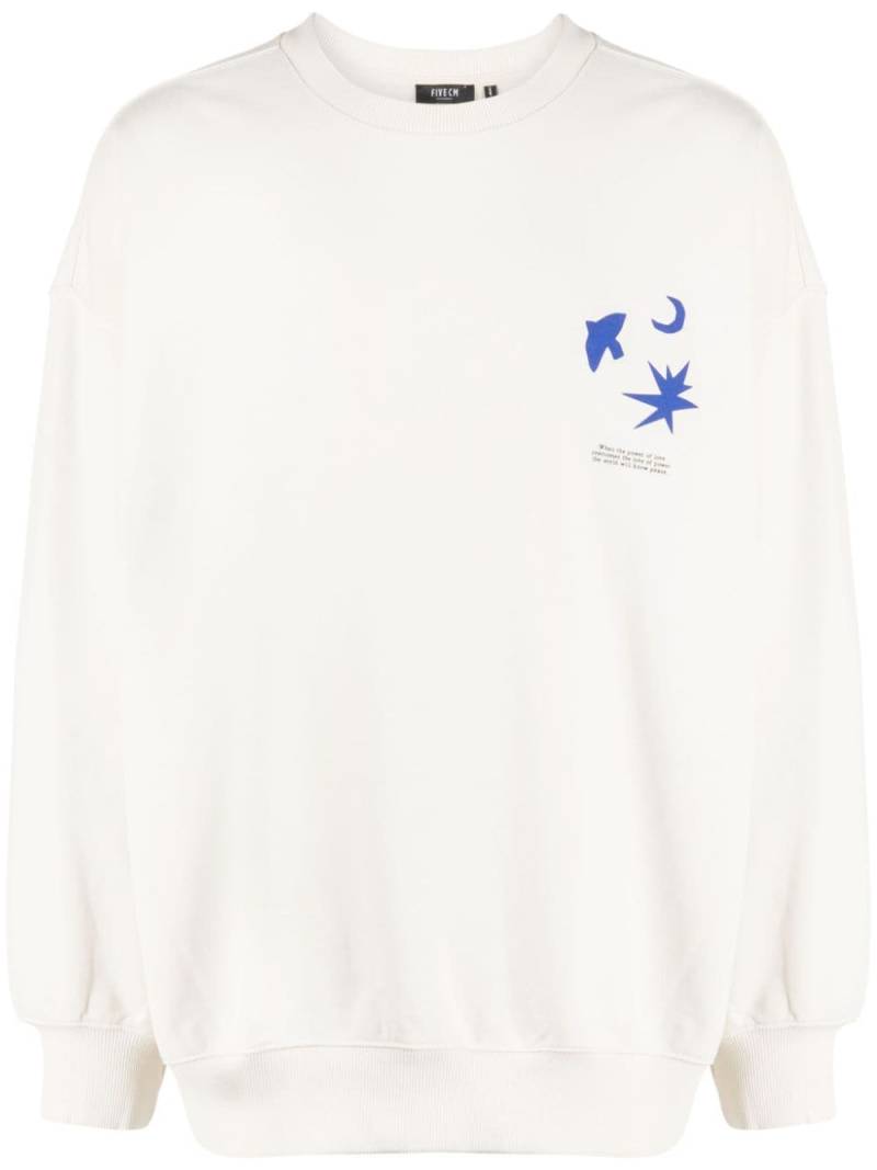 FIVE CM graphic-print cotton sweatshirt - Neutrals von FIVE CM