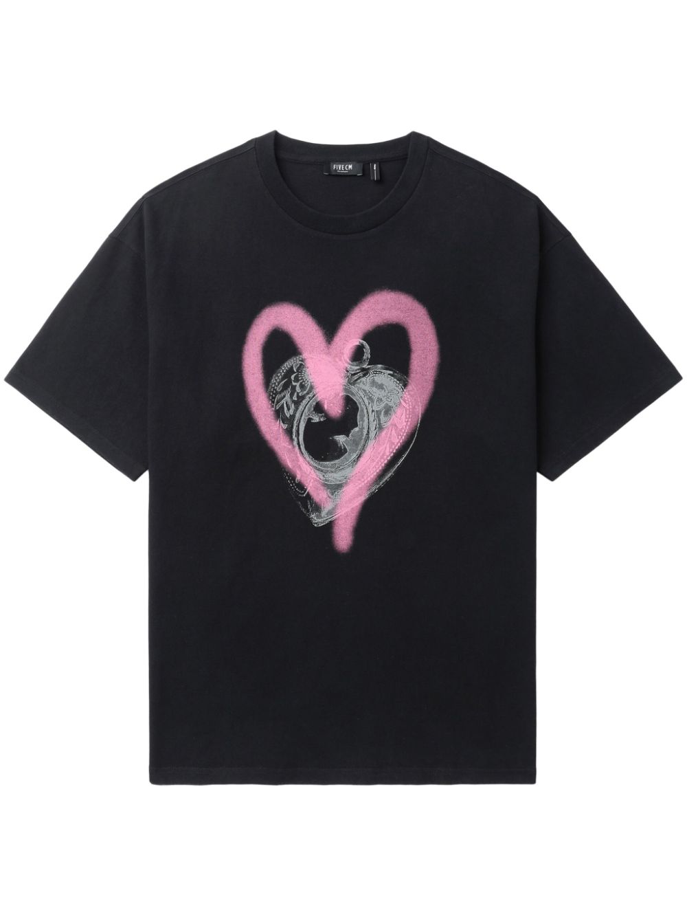 FIVE CM heart-print cotton T-shirt - Black von FIVE CM