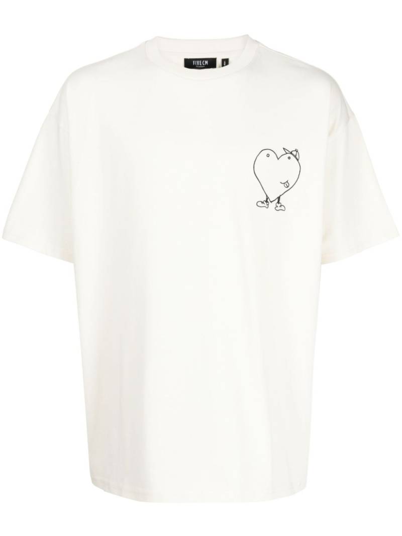 FIVE CM heart-print cotton T-shirt - White von FIVE CM