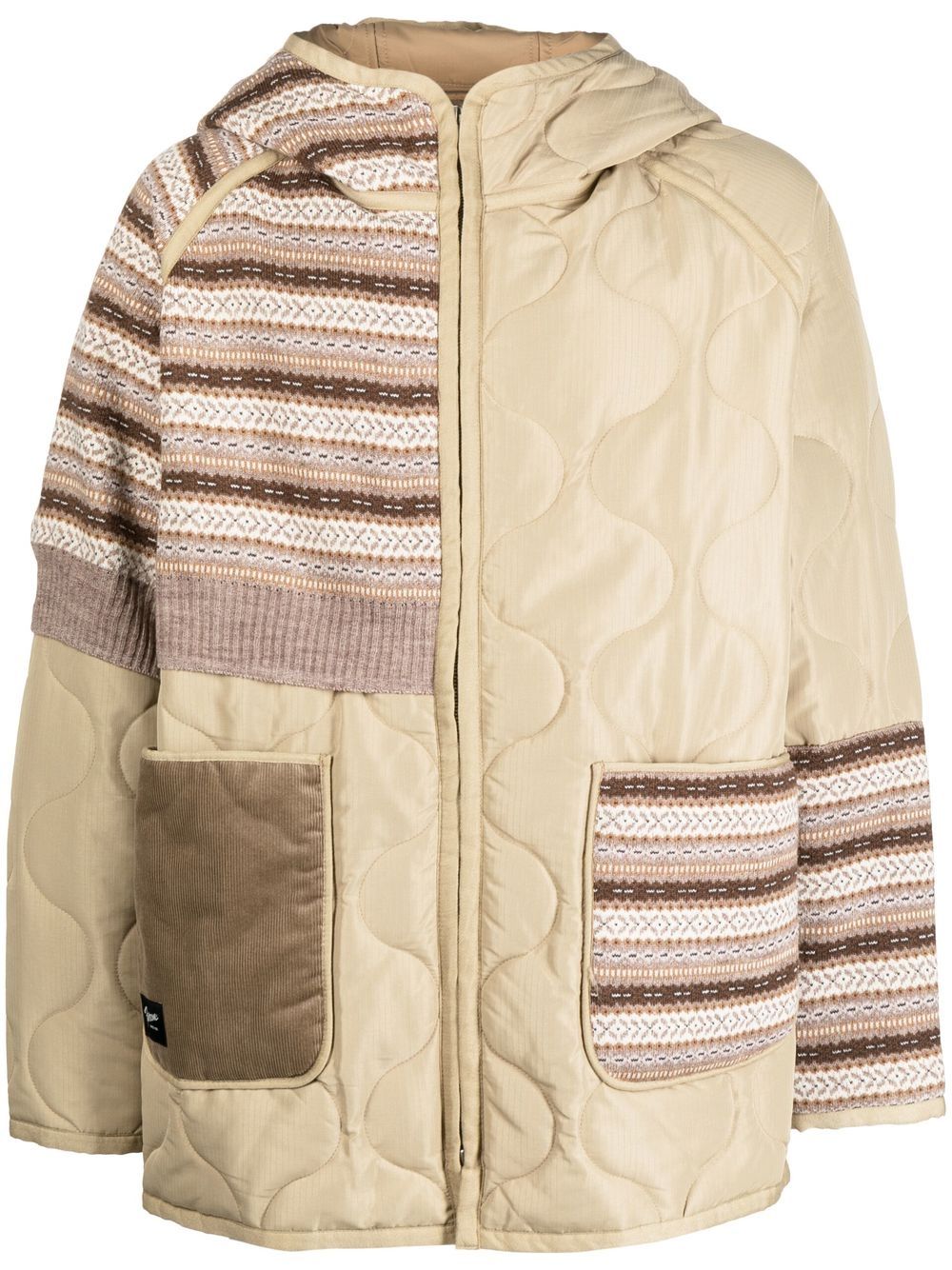 FIVE CM hooded panelled quilted jacket - Brown von FIVE CM