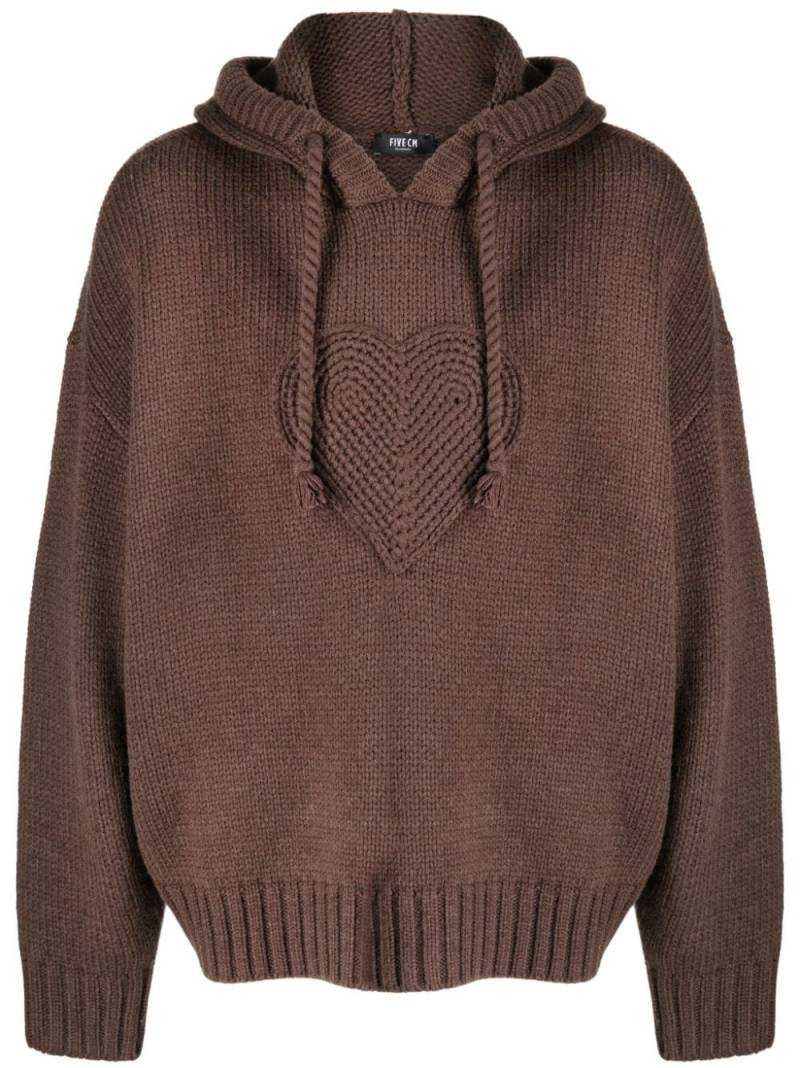 FIVE CM knitted-construction drawstring hoodie - Brown von FIVE CM