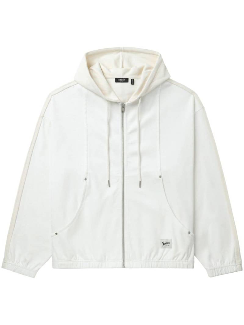 FIVE CM logo-appliqué zip-up hoodie - White von FIVE CM