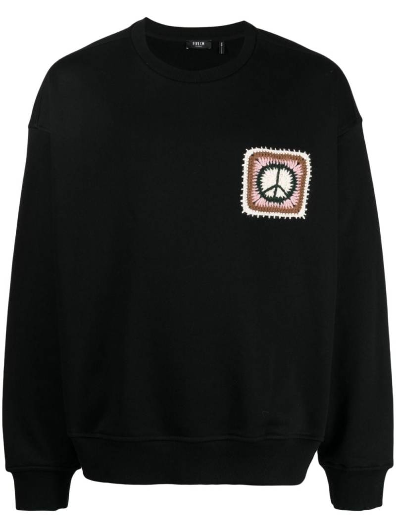 FIVE CM logo-embroidered crew-neck sweatshirt - Black von FIVE CM