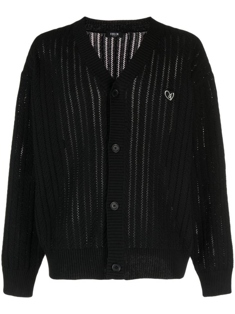 FIVE CM logo-embroidered knitted cardigan - Black von FIVE CM