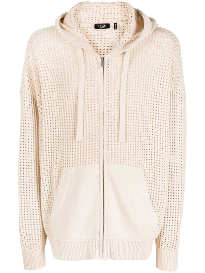 FIVE CM open-knit drawstring hoodie - Neutrals von FIVE CM