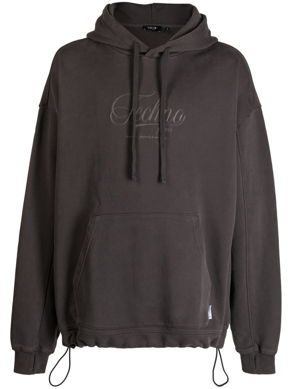 FIVE CM slogan-embroidered cotton hoodie - Grey von FIVE CM