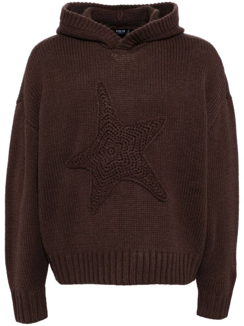 FIVE CM star detail hoodie - Brown von FIVE CM