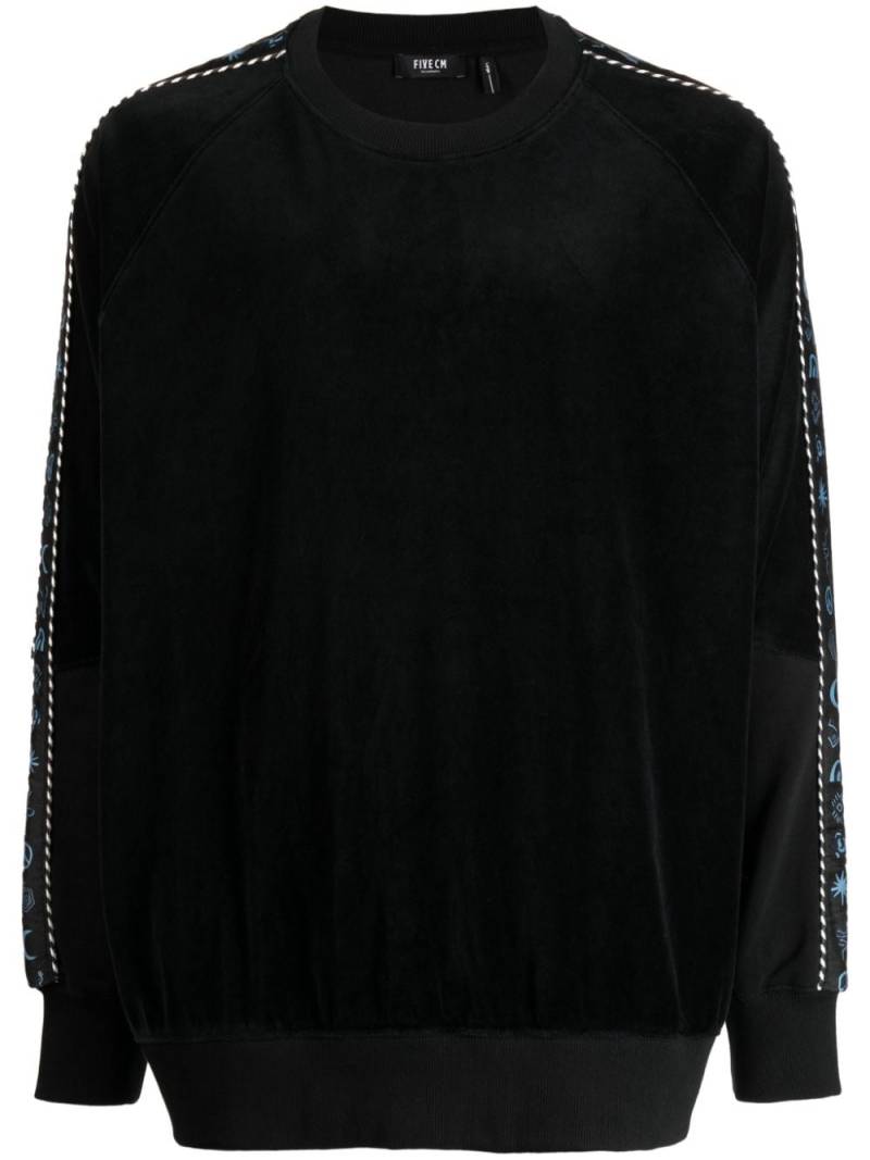 FIVE CM strap-detailing velour sweatshirt - Black von FIVE CM